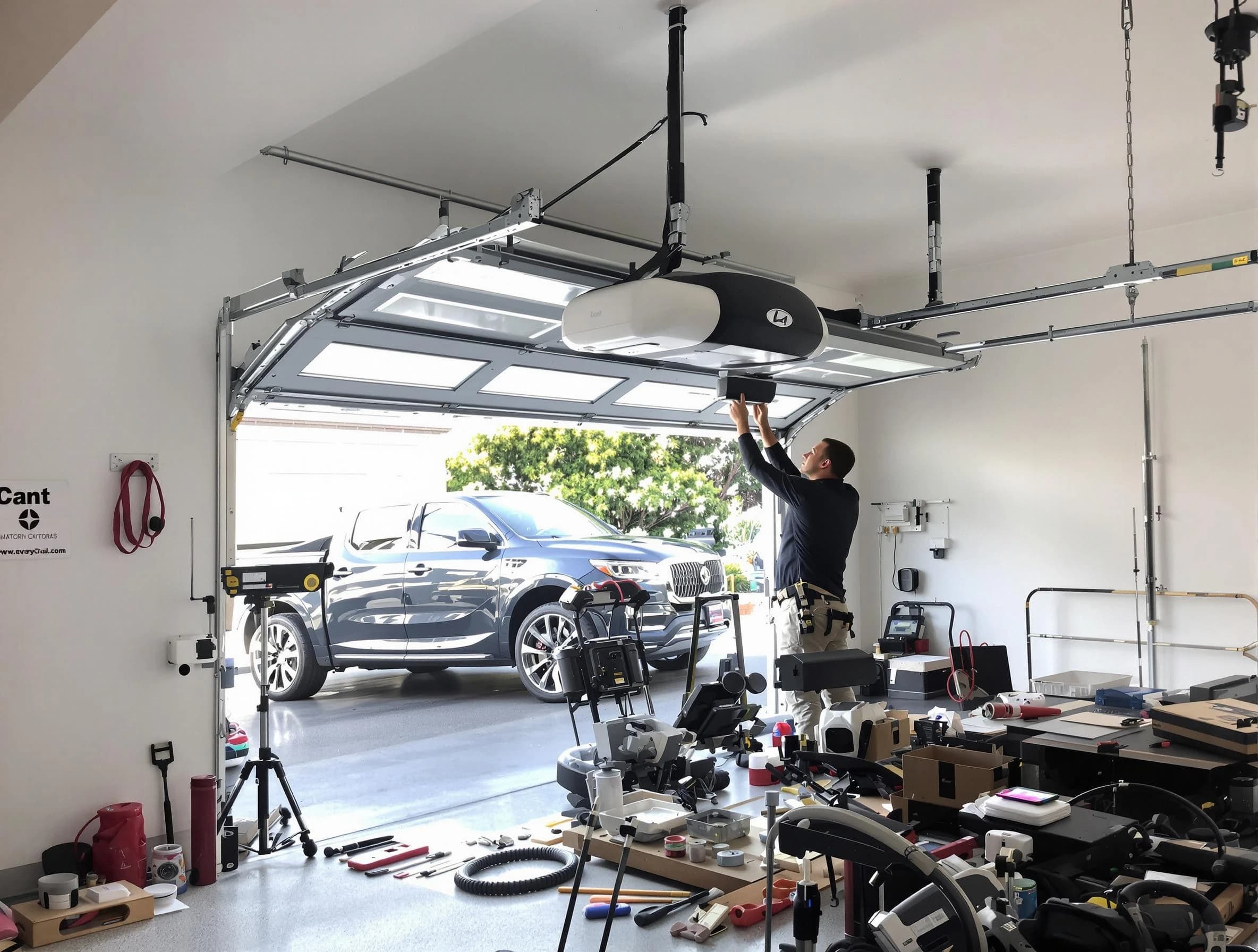 Grayson Valley Garage Door Repair specialist installing smart garage door opener system in Grayson Valley home