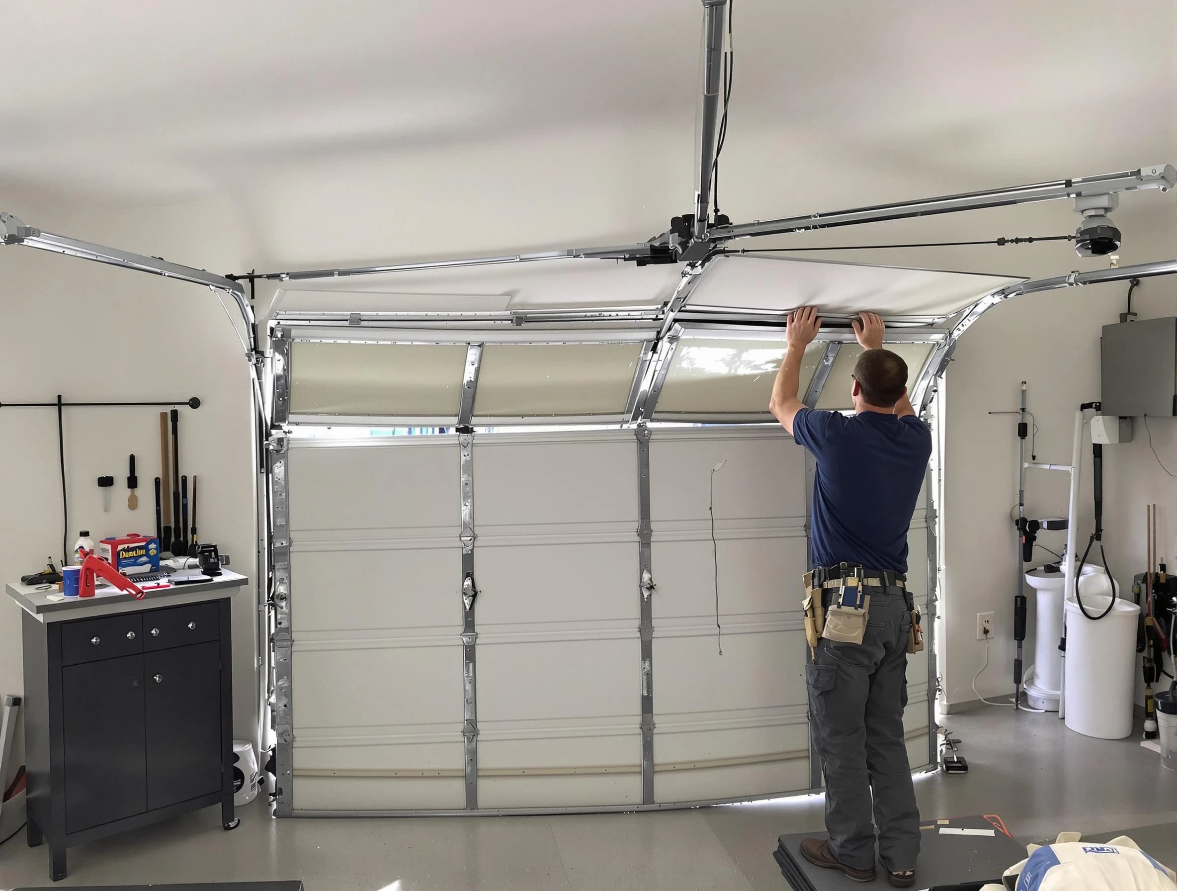 Grayson Valley Garage Door Repair specialist performing precise section replacement on Grayson Valley garage door