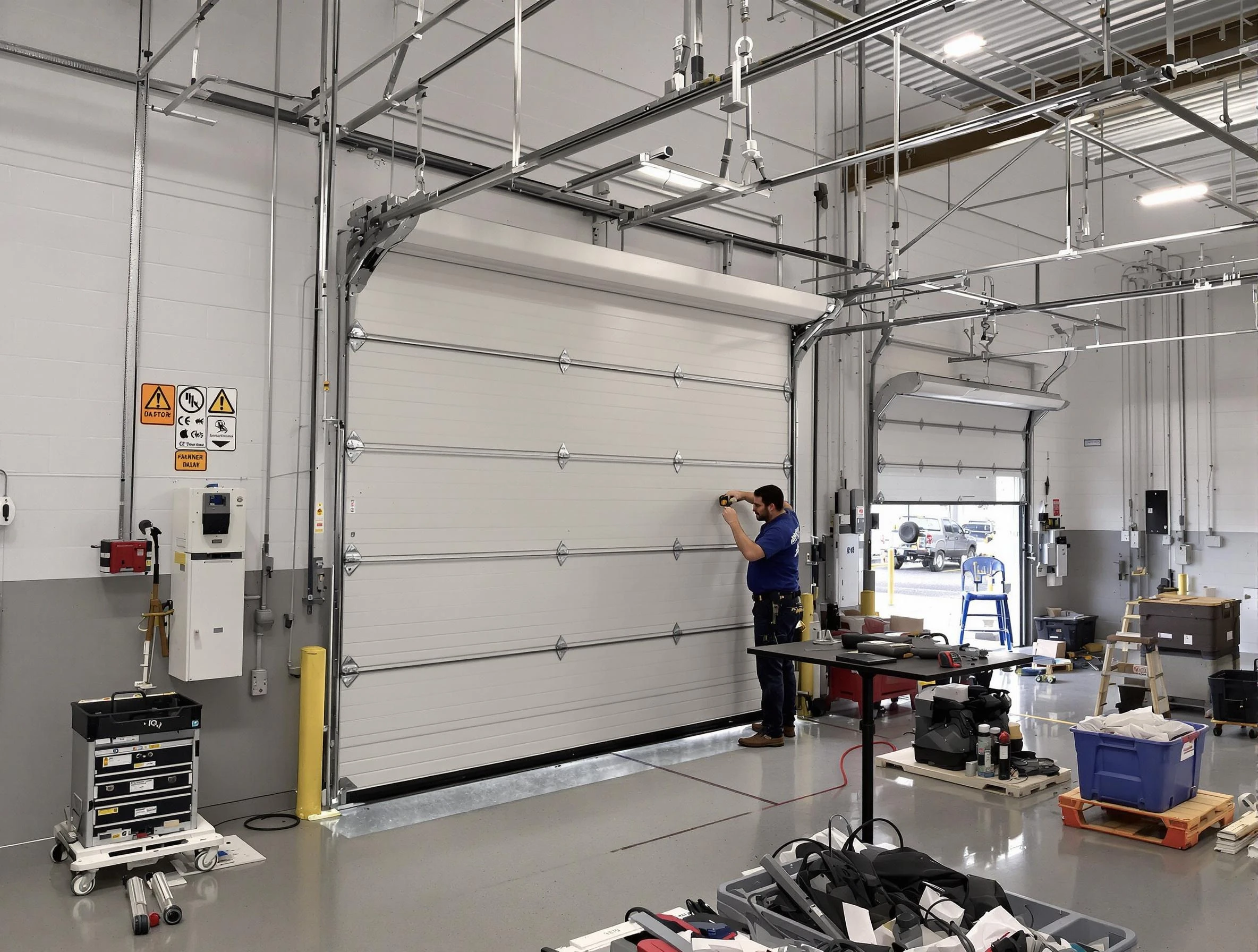 Commercial garage door repair being performed by Grayson Valley Garage Door Repair expert in Grayson Valley