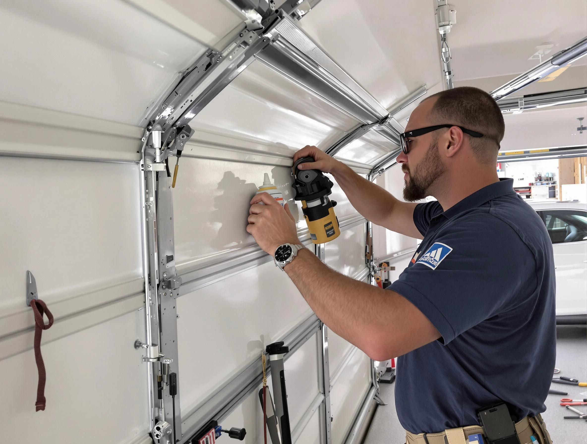 Grayson Valley Garage Door Repair technician performing comprehensive noise reduction service in Grayson Valley
