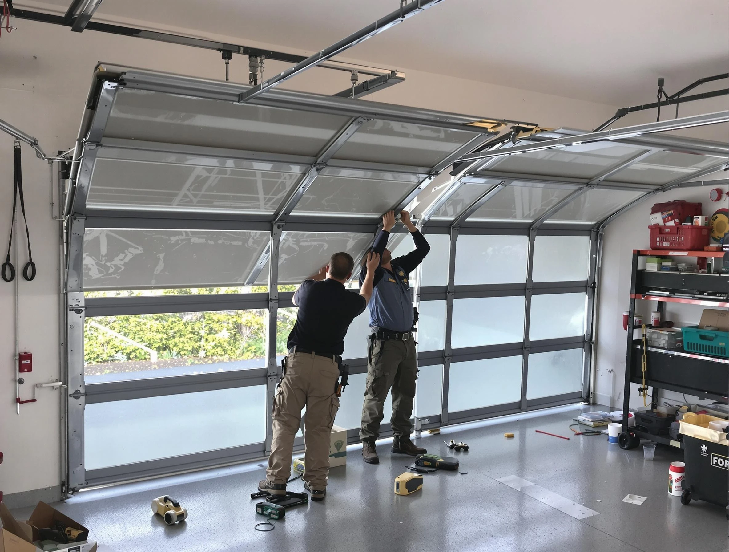 Grayson Valley Garage Door Repair expert performing precise panel replacement on Grayson Valley garage door